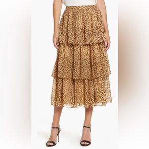Rachel Parcell layered tiered leopard print  skirt in size medium